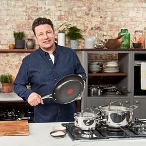 TEFAL JAMIE OLIVER COOK'S DIRECT Batterie de cuisine 8 pcs 2 Po&ecirc;les + 3 Casseroles + couv E304S544