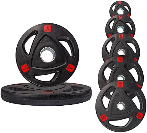 Strongway Olympic Weight Plates Discs for Barbell Bar - 2 Inch (2") / 50mm Hole - Rubber Coated ...